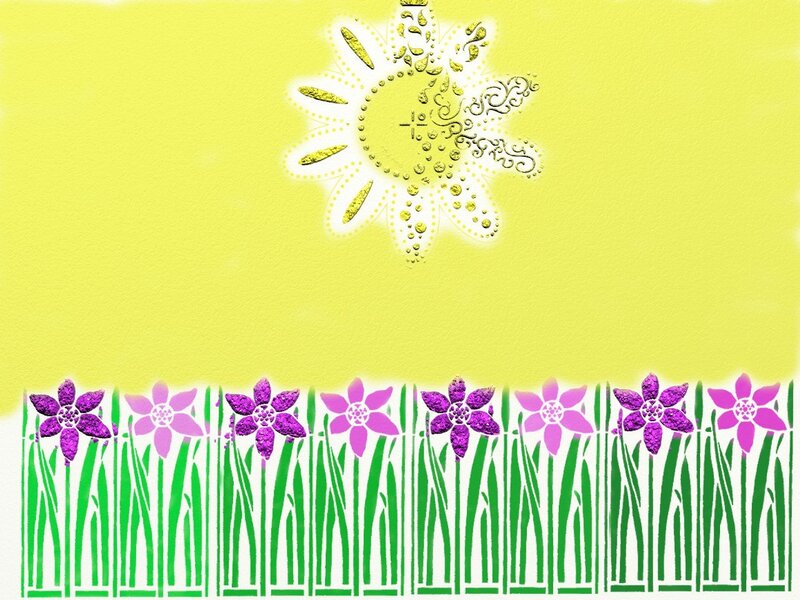 Purple Flowers in Grass — Yellow