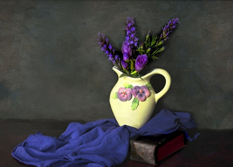 Purple Flowers in Pitcher