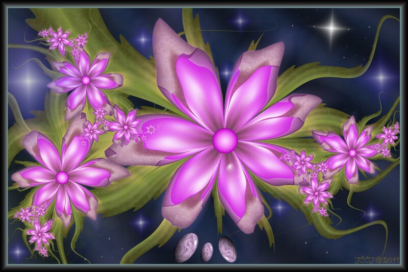 Purple Flowers in Space — Dreamy