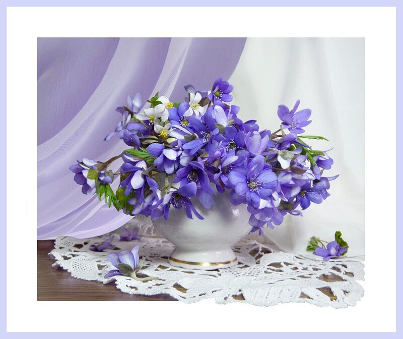 Purple Flowers in Vase — Serene, Spring