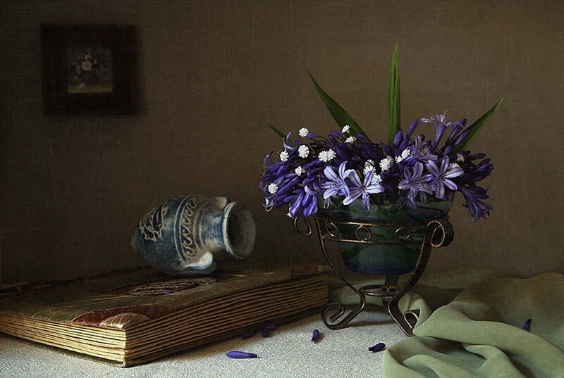 Purple Flowers in Vase — Still Life