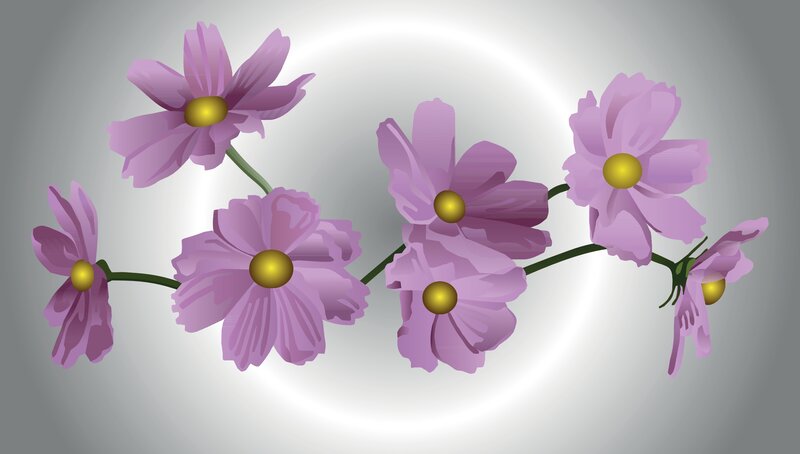 Purple Flowers on a Branch — Serene