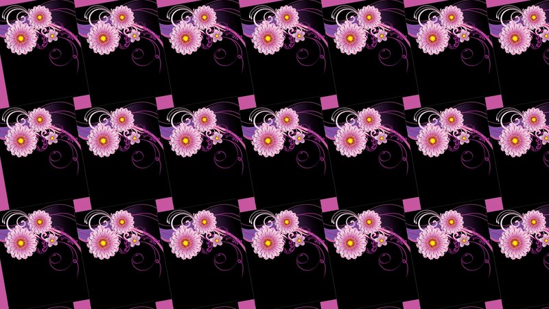 Purple Flowers on Black — Decorative
