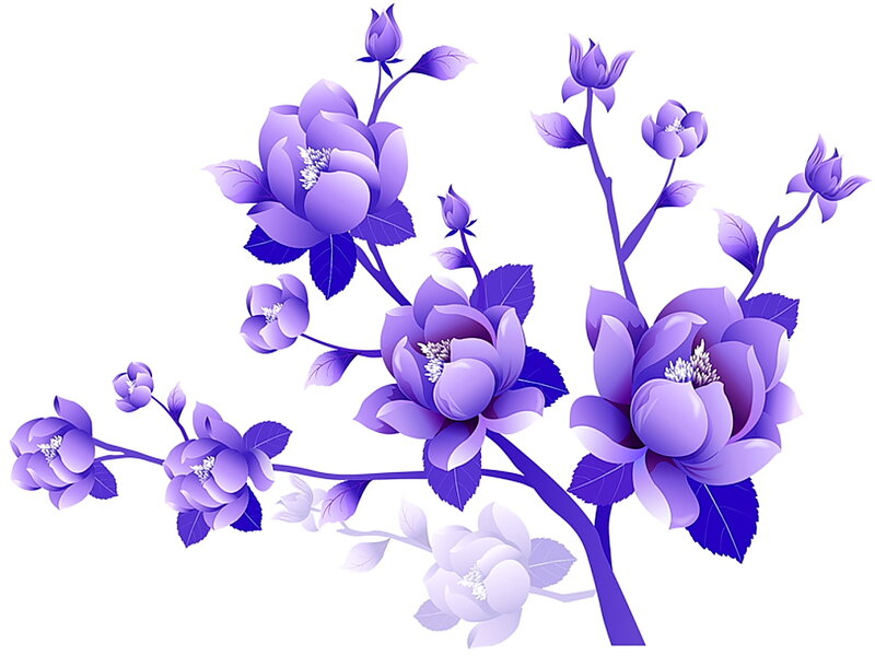Purple Flowers on Branches — Serene