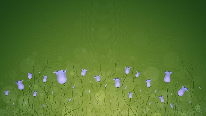 purple flowers on green background