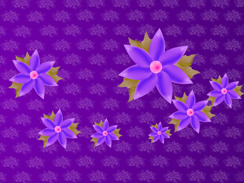 Purple Flowers on Patterned Background