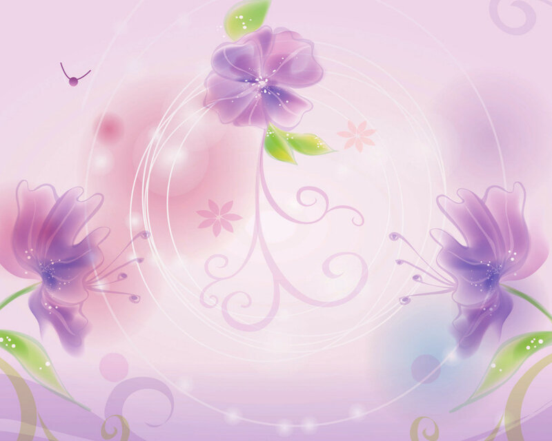 Purple Flowers on Pink Background — Dreamy