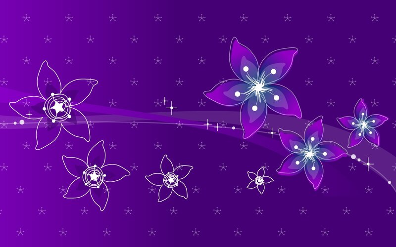 Purple Flowers on Purple Background — Calm, Vector Art