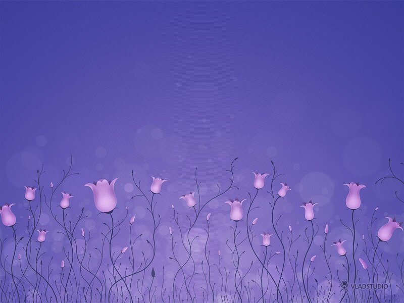 Purple Flowers on Stems — Serene, Digital Art