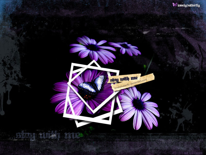 purple flowers with butterfly