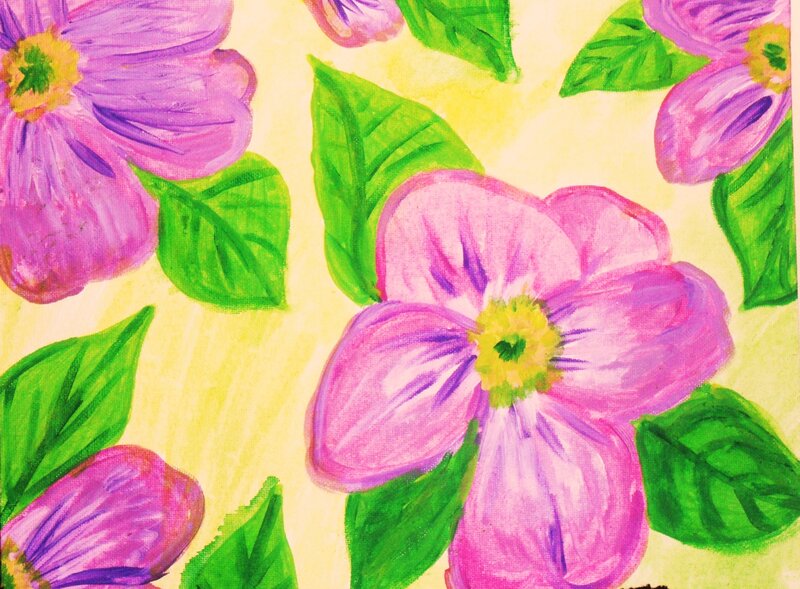Purple Flowers with Green Leaves — Cheerful
