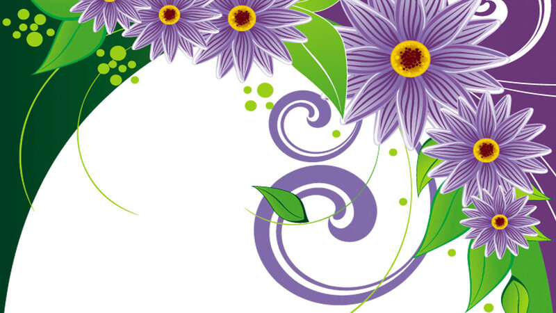 Purple Flowers with Green Leaves — Decorative