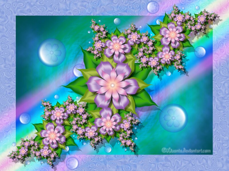 Purple Flowers with Green Leaves — Dreamy