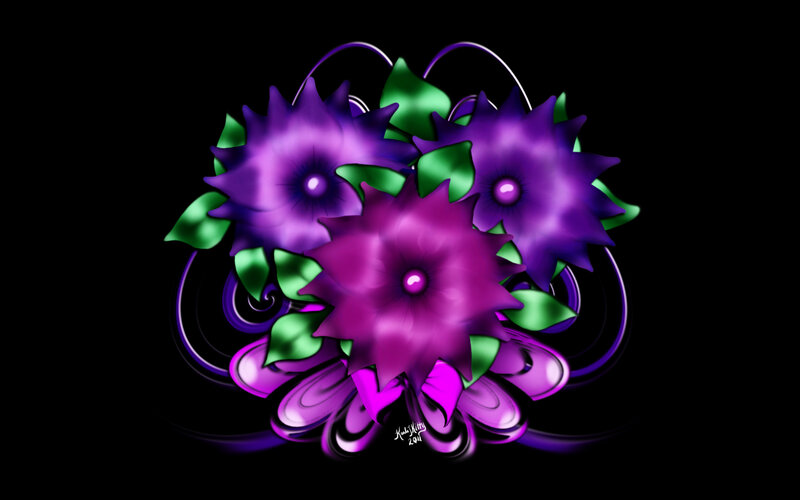Purple Flowers with Green Leaves — Vibrant
