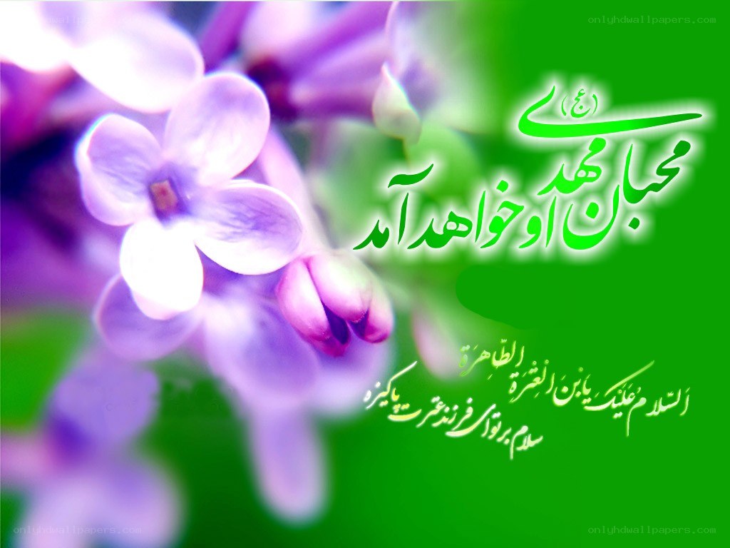 Purple flowers with green text