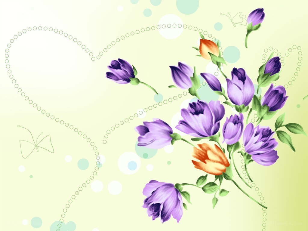 purple flowers with heart design