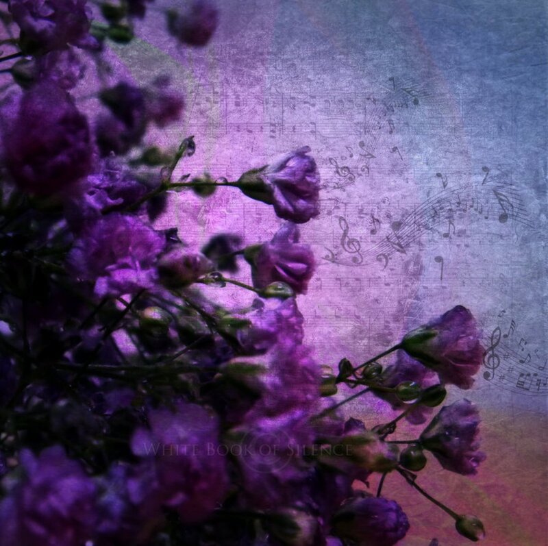 Purple Flowers with Music Notes