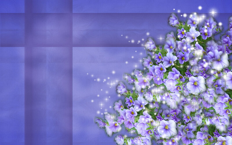 Purple Flowers with Sparkles — Dreamy, Digital Art