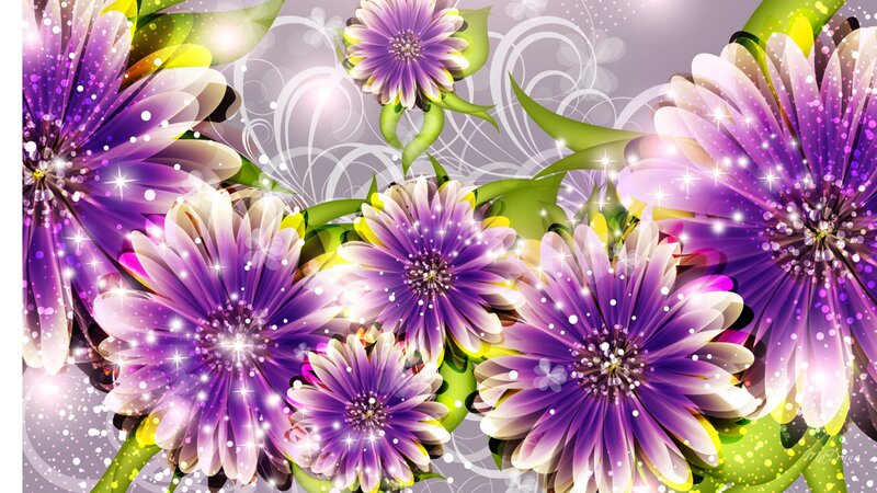 Purple Flowers with Sparkles — Magical