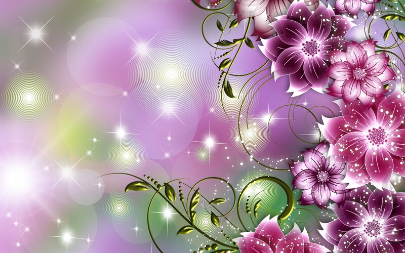 Purple Flowers with Vines
