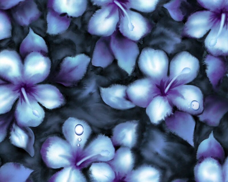 Purple Flowers with Water Droplets — Dreamy