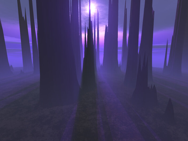 purple forest at dusk