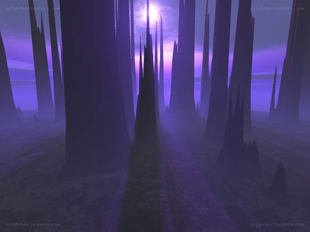 purple forest at dusk