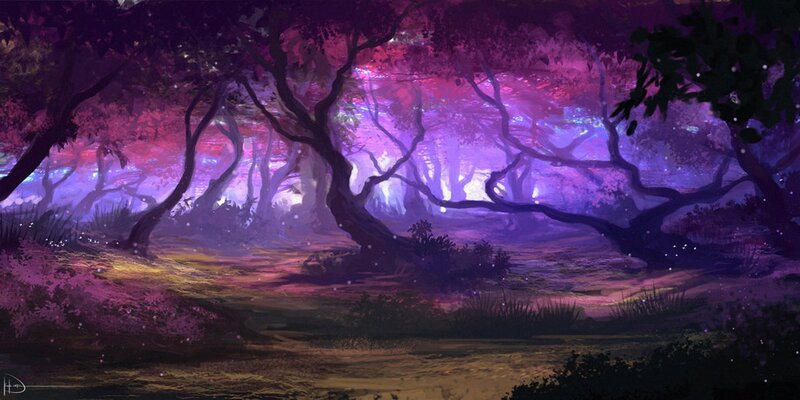 Purple Forest at Night — Mystical