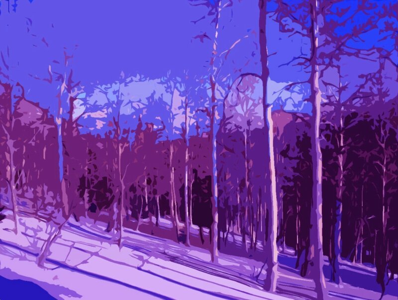 Purple forest scene