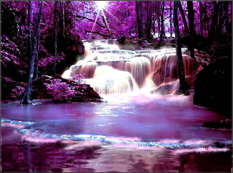 Purple Forest Waterfall