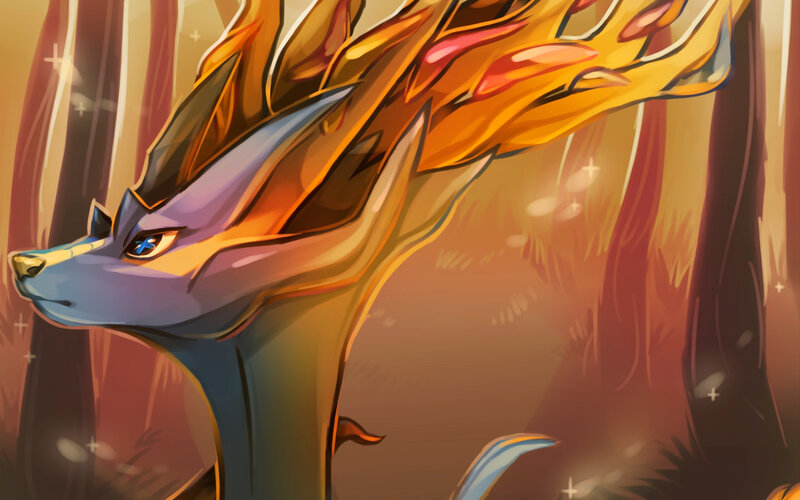 Purple Fox with Flame Mane
