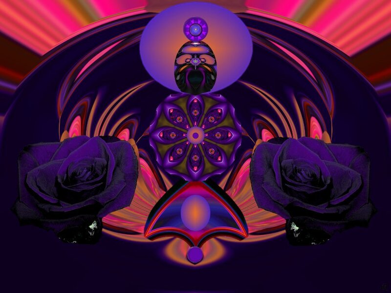 Purple fractal art with roses