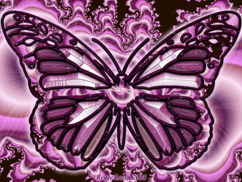 Purple fractal butterfly art