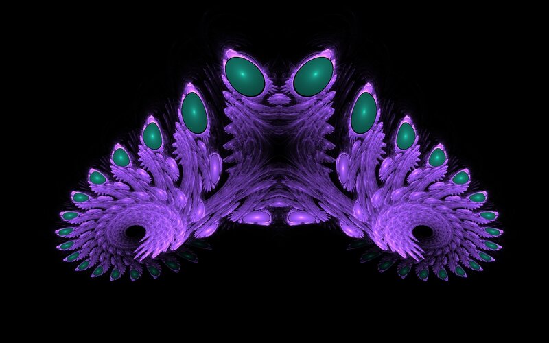 purple fractal creature with green eyes