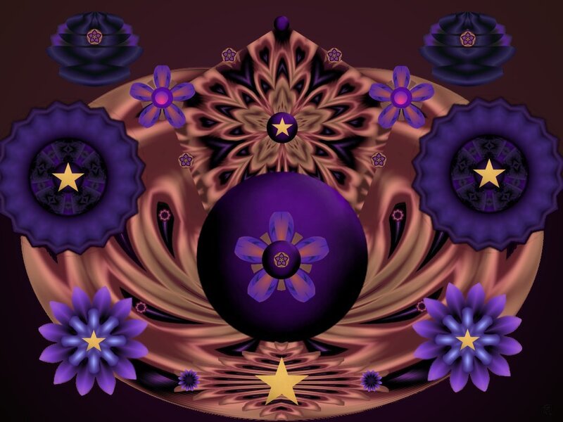 Purple Fractal Floral Design — Symmetrical