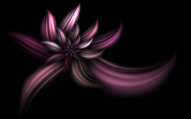 Purple Fractal Flower — Abstract, Digital Art, Black Background