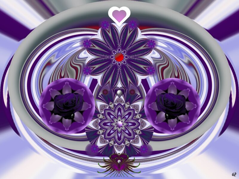 Purple Fractal Flower Design — Hypnotic, Digital Art