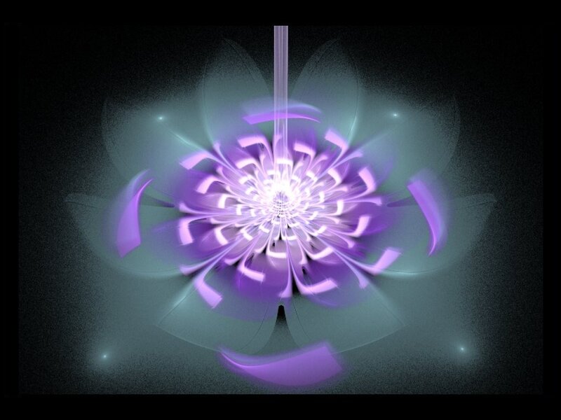 Purple Fractal Flower — Ethereal, Digital Art, Light, Spiral