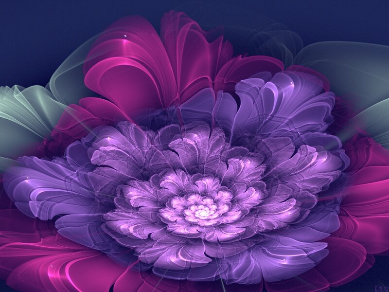 Purple Fractal Flower — Ethereal, Digital Art, Petals