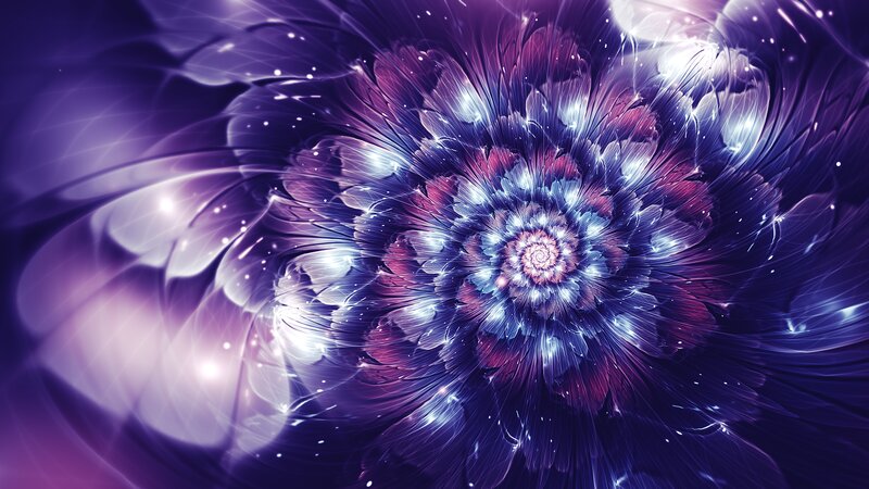 Purple Fractal Flower — Ethereal, Digital Art, Spiral