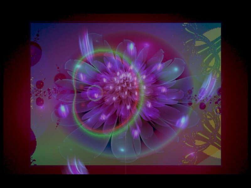 Purple Fractal Flower — Hypnotic, Digital Art, Light Rings