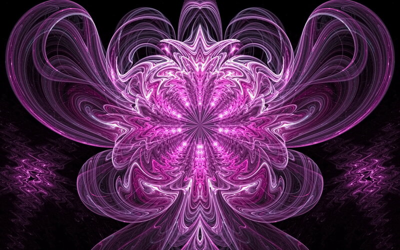 Purple Fractal Flower — Hypnotic, Digital Art, Light