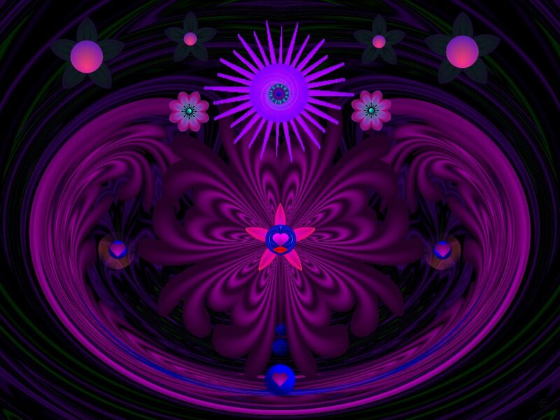 Purple Fractal Flower — Hypnotic, Digital Art