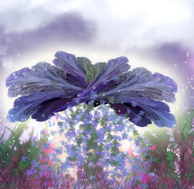 purple fractal flower in field