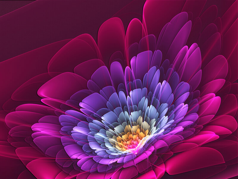 Purple Fractal Flower — Vibrant, Digital Art