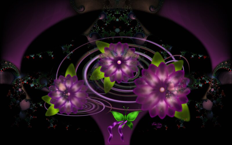 Purple Fractal Flowers — Dreamy, Night