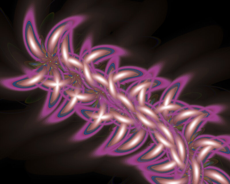 Purple Fractal Flowers — Hypnotic, Digital Art, Glow
