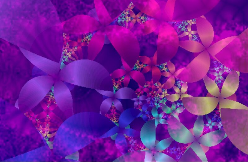 Purple Fractal Flowers — Hypnotic, Digital Art