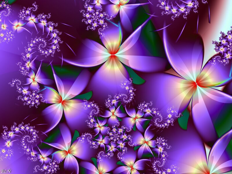 Purple Fractal Flowers — Vibrant