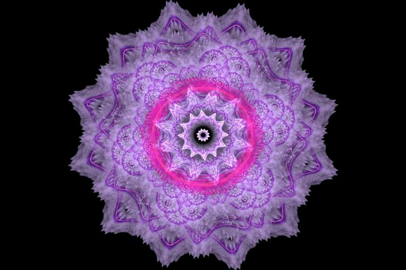Purple Fractal Mandala — Hypnotic, Digital Art, Circle